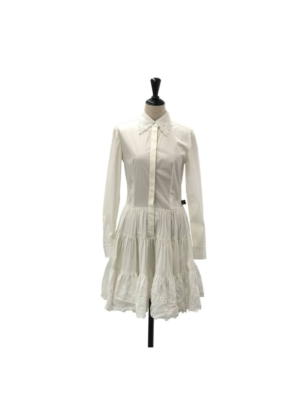 Louis Vuitton Cotton Scallop Lace Diard Shirt Dress White 34